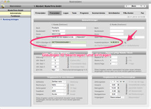 Gläubiger-ID in den Stammdaten eintragen